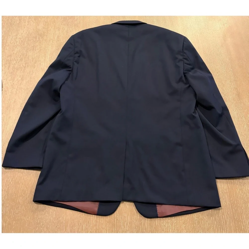 Paul Fredrick Navy Wool Suit Jacket Mens 44R‎ Gold Button Blazer Classic
